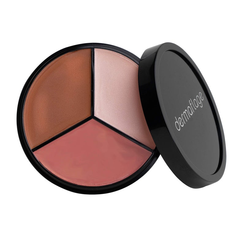 Cheek Palette Bronzer Highlighter Blush Palette for Dewy Skin Lit from Within by Dermaflage 10g35oz